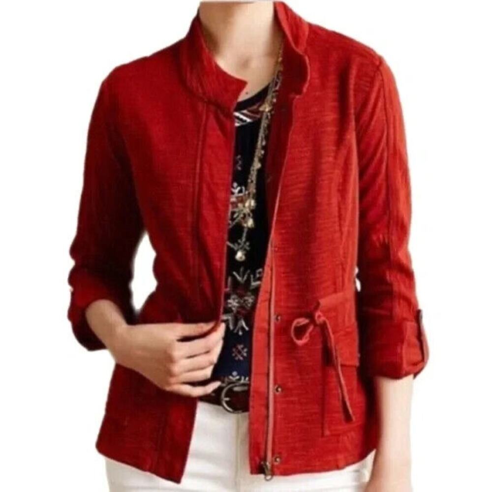 Rust Red Anthropologie Saturday Sunday Size L Drawstring Waist Jacket